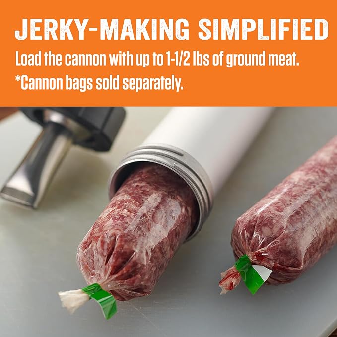 LEM Products Jerky Cannon, Anodized Aluminum Jerky Gun for Beef Snack Sticks, Meat Sticks, Includes Nozzles, Meat Seasonings, Cleaning Brush