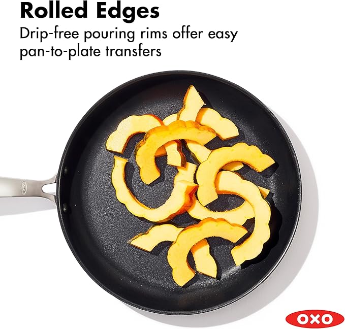 OXO Enhanced 10” Nonstick Frying Pan Skillet, Ceramic PFAS-Free Cookware, Stainless Steel Handle, Eggs & Omelets, Dishwasher & Oven Safe, Storm Blue