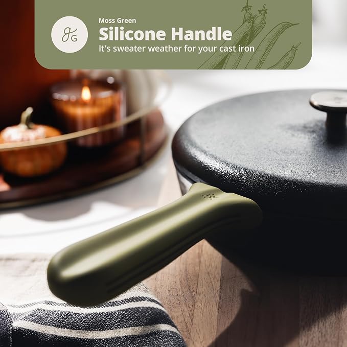 Greater Goods Silicone Handle Cover Designed for Greater Goods Cast Iron Skillet and Griddle, Moss Green