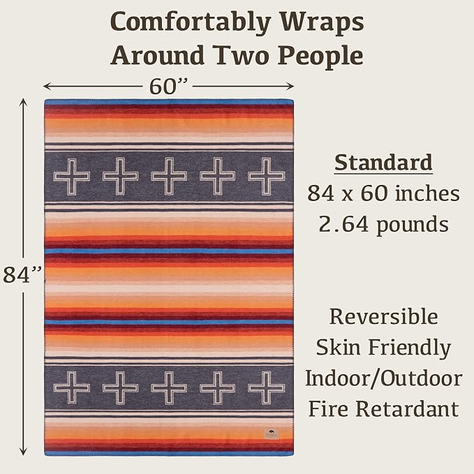 Chubbuck 100% Wool Blanket Camping (60" x 84") - Large Warm Blankets for Camping, Emergency, Outdoor Concerts and Home Use - Fire Retardant Blanket, Soft and Warm Blankets for Winter (Zion)