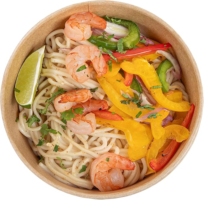 Restaurantware Paper Food Containers 50 Pack Of 25 oz Disposable Round Kraft Salad Bowls BPI-Certified Compostable Stackable Greaseproof Meal Prep Take Out Containers For Soups, Snacks And Desserts