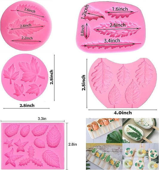 Leaf Silicone Mold Maple Leaf Candy Molds Fern Leaves Fondant Molds for Cake Decoration Polymer Clay