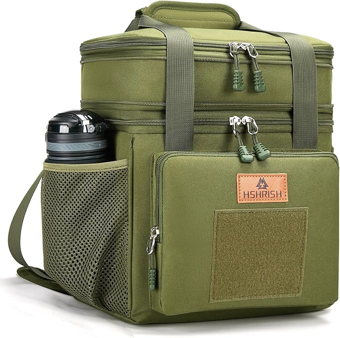 HSHRISH Expandable Large Tactical Lunch Box for Adults, Durable Insulated Lunch Bag with Lots of Storage Space, Cooler Bag for Men Women Work Outdoor Picnic Trip, 16 L, Black