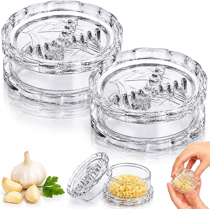 2PCS Clear Manual Garlic Twister and Ginger Mincer Tool, Manual Garlic Twister and Mincer, Garlic Crusher, Garlic Grinder, Compact Garlic Mincer Tool, Ginger, Herbs
