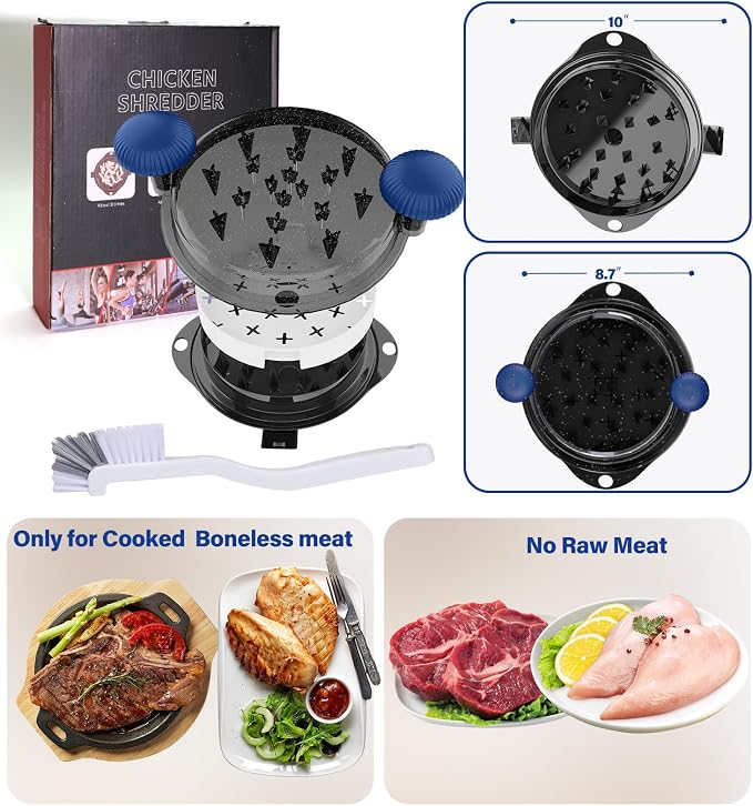 Chicken Shredder Tool Twist Meat Shredder Large-Meat Masher for Chicken Breast Ground Beef Pork with Up-grated Stainless Steel Spikes Kitchen Gadgets Essentials