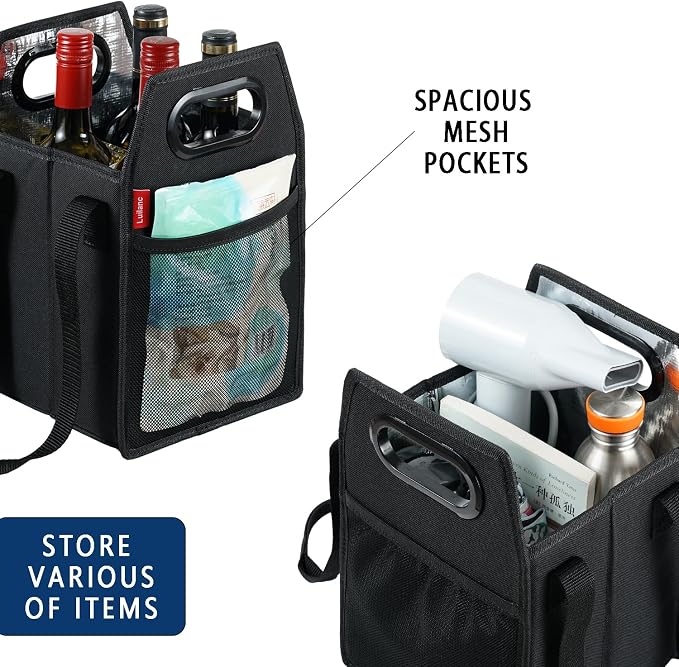 Collapsible 4 Bottle Storage Box Reusable Portable Wine Carrier Case for Tote Bag, Moving, Vacation, Bottle Caddy, Grocery Shopping, Wine Tasting Accessory