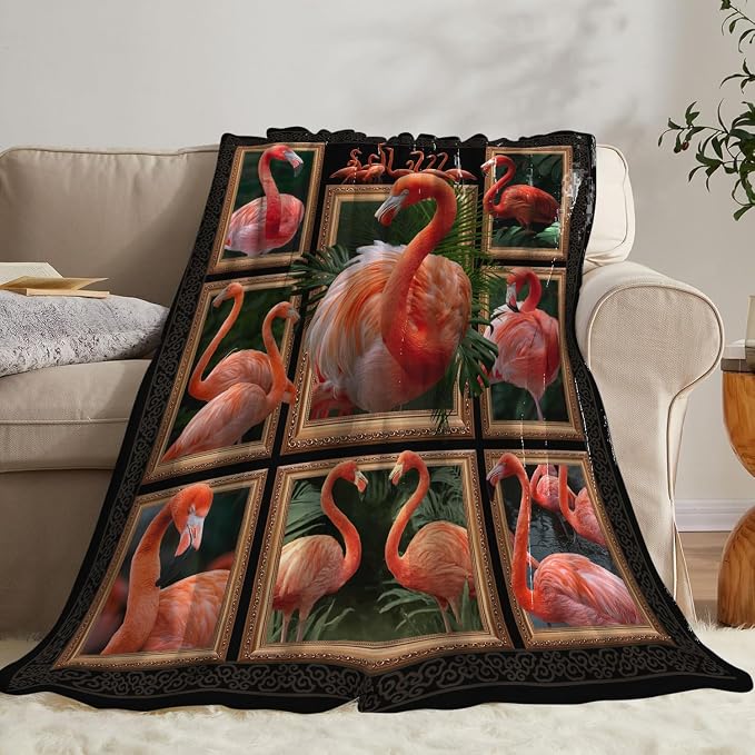Yibuda Flamingo Blanket Bird Tropical Flannel Plush Throw Blanket Cozy Animal Decor Fleece Stuff Blanket Gifts for Lover Girls Boys Kids Adults Women Bed Travel 60"x80"