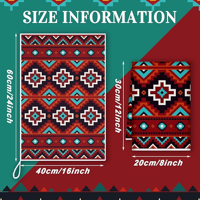 Boyiee Set of 6 Southwestern Kitchen Towels Boho Aztec Theme Dishcloth | Native American Hand Tea Towels 24 x 16 Inches for Absorbent Kitchen Decor with Hanging Loop for Room Home Housewarming Gift