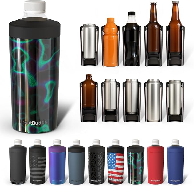 Frost Buddy XL Can Cooler - Fits 12/16/20/24 oz Cans & Bottles (Lights) | Cold for 12+ hours | No condensation | Fits slim & big cans | Durable, portable design