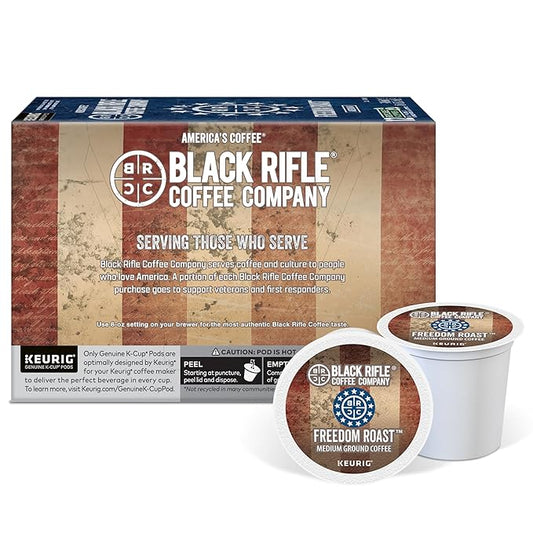 Black Rifle Coffee Company Freedom Blend, 12 Count, Medium Roast K Cups - Single Serve K Cups Coffee Pods - Kcup Pods Compatible with Keurig 1.0 & 2.0 - Made from Arabica Beans