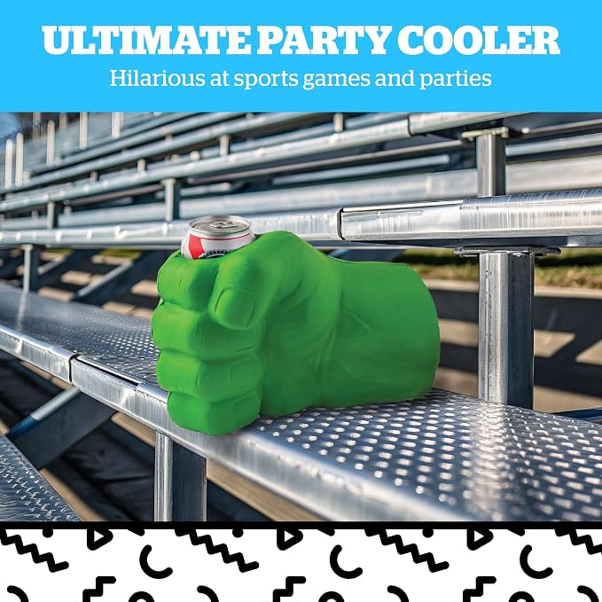 Foam Drink Kooler, Soft Sided Beer Cooler, Portable Party Beverage Holder for Soda Cans, Funny Can Cooler - The Green Beast Giant Fist
