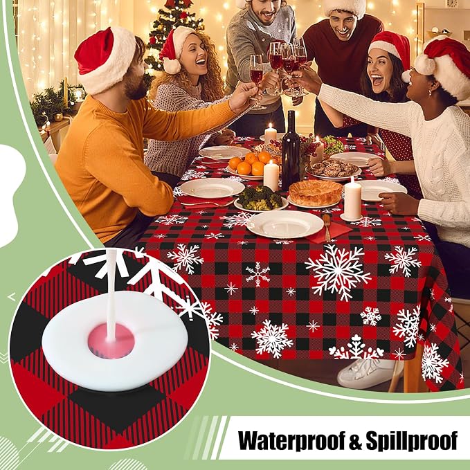 6 Packs Christmas Buffalo Disposable Table Cloth, 54 x 108 Inch Waterproof Plastic Tablecloth, Rectangle Black Red and White Checkered Table Covers for Picnic, Birthday, Party