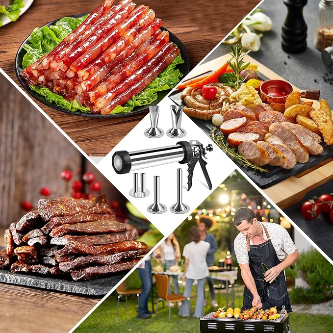 Professional Beef Jerky Gun Kits Stainless Steel Jerky Maker - Jerky Maker Jerky Cannon Meat Gun Stainless Steel Jerky Gun Large Capacity Jerky Making Kit