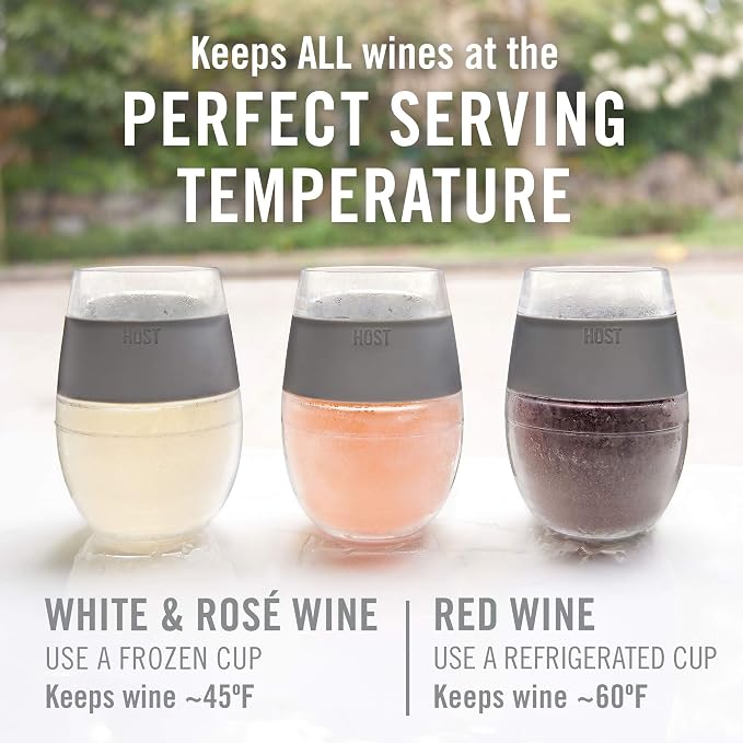 Host Freeze On the Go Stemless Wine Glasses with Lids for Red and White Wines, Double Wall Insulated Drink Chiller Tumblers for Travel, Outdoor Gifts for Women and Moms, 8.5 oz, Set of 2, Marble