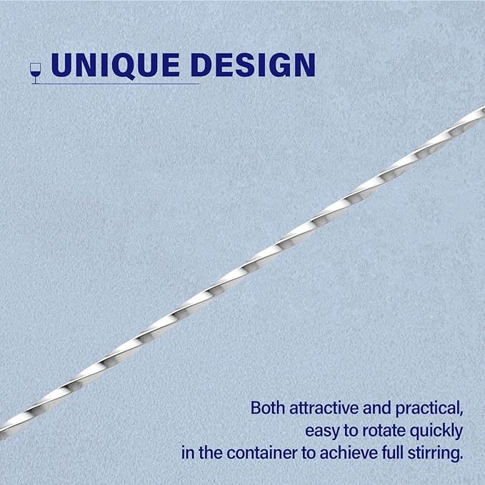 Briout Bar Spoon Cocktail Mixing Stirrers for Drink, Stainless Steel 12 Inches Long Handle, Silver 2 Pieces