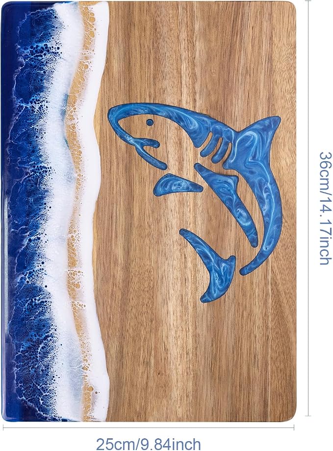 shark Ocean Charcuterie board: Resin Cutting Board with Unique Blue shark Pattern, Decorative cutting board for Fruit, Vegetable, Cheese and meat, Kitchen, Gift