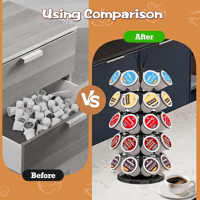 BLACKSMITH FAMILY 40 Pods Capacity Very Easy Assembly K Cup Holders,K Cup Holder, K Cups Holder,K Cup Carousel, Coffee Pods Holder Storage Organizer Stand