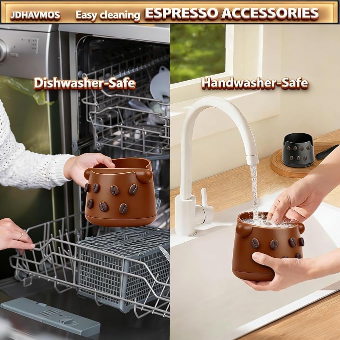 5-Inch Espresso Knock Box, Holds 15+ Coffee Pucks with Barista Towels, Removable Knock Bar & Anti-Slip Base, Espresso Machine Accessories for Home/Office (Classic Brown)