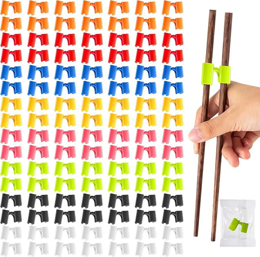 500 Pcs Reusable Chopsticks Helper Multicolor Plastic Practice Chopstick Trainer Hinges Connector Training Chinese Chop Non Slip Stick Helper for Adult Learner Beginner