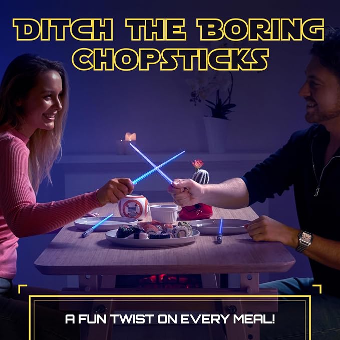 Lightsaber Chopsticks Light Up Star War Chopstick Light Up Mini Light Saber Chopsticks for Adults Cool Chopstick Light Saber Sticks Led Chop Sticks Jedi Stix 1 Blue Pair