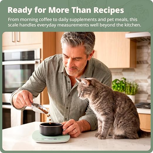 Greater Goods Food Scale – Digital Kitchen Scale, 1g Precision, Easy-Tare & Quick Conversion, Slim Compact Design, Durable & Portable | Ideal for Cooking, Baking & Meal Prep (Sage Green)