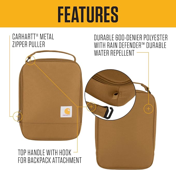 Carhartt Insulated Lunch Box Workwear Blue | For Men and Women, Fully Insulated Lunch Pale for Back to School and Everyday Use
