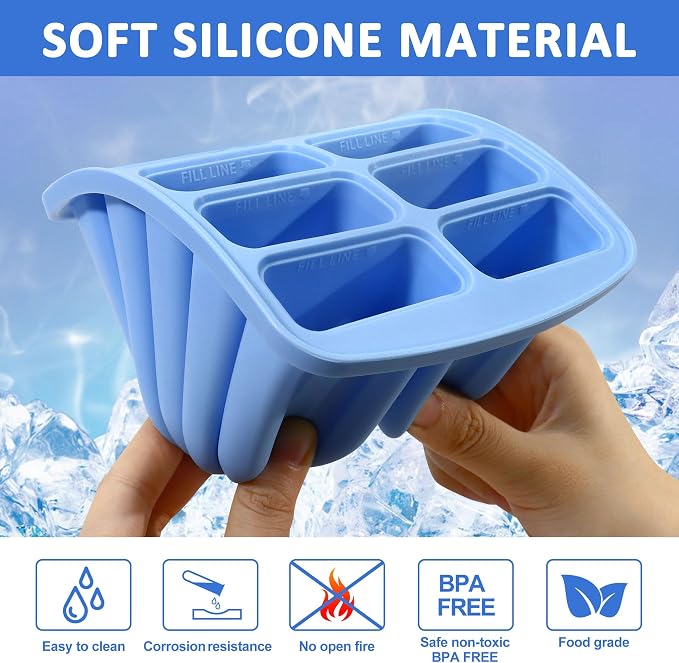 Popsicles Molds, 10 Cavity Silicone Popsicle Molds Easy-Release BPA-free Popsicle Maker Molds Ice Pop Molds Homemade Popsicle Ice Cream Molds with 50PCS Popsicle Sticks for Yogurt Juice Smoothies