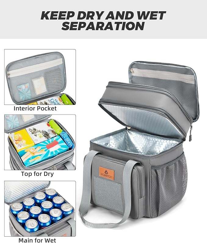 HSHRISH Expandable Large Tactical Lunch Box for Adults, Durable Insulated Lunch Bag with Lots of Storage Space, Cooler Bag for Men Women Work Outdoor Picnic Trip, 16 L, Black