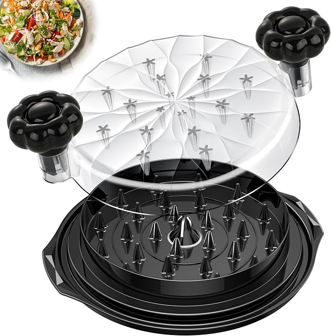 Chicken Shredder Tool Twist Large - Meat Shredders for Chicken Breast | 10'' Pro Visible Kitchen Gadgets Grinder Machine with Brush,Strong Anti-Slip Strip,Ergonomic Handle,BPA Free (Black)