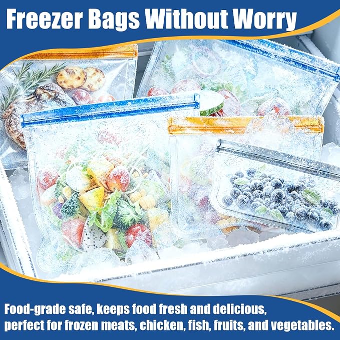 26Pack Reusable Silicone Bags, 3 Size Leakproof Food Storage Bags Dishwasher Safe, Silicone Bags Containers for Meal Prep Containers, Salad Fruit, Vegetables, Home Organization, Lunch Sandwich Bag