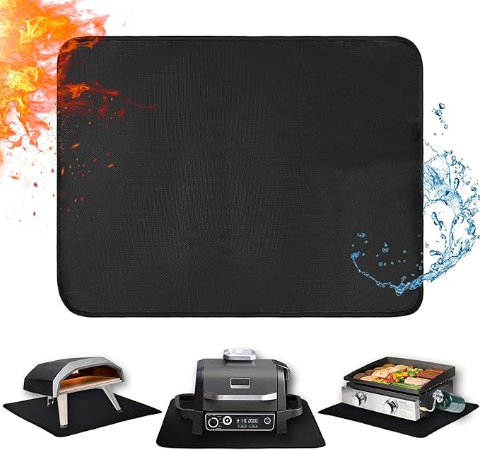 Heat Resistant Mats for Countertop fits Tabletop Grill, 25x19x0.04in, Black | 1022℉ Fireproof grill mat for countertop/table protection, fits gas/charcoal grills, pizza ovens, fits Blackstone & Ninja
