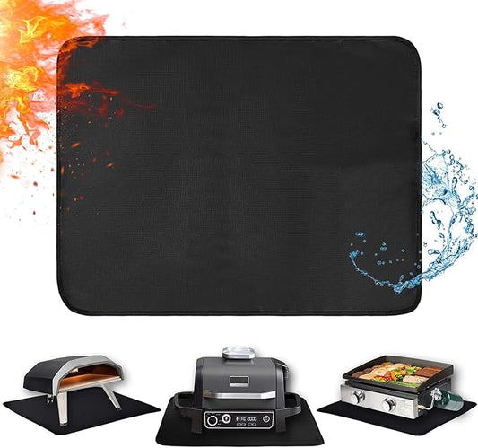 Heat Resistant Mats for Countertop fits Tabletop Grill, 25x19x0.04in, Black | 1022℉ Fireproof grill mat for countertop/table protection, fits gas/charcoal grills, pizza ovens, fits Blackstone & Ninja