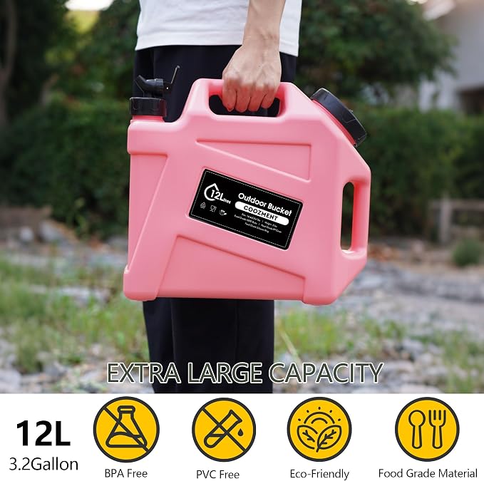COOZMENT 3.2 Gallon/5 Gallon Water Containers with Spigot, BPA Free Water Jug, Military Green Water Tank, Multifunction Water Storage Containers for Camping Outdoor Hiking,Emergency Storage