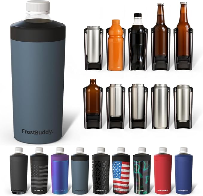 Frost Buddy XL Can Cooler - Fits 12/16/20/24 oz Cans & Bottles | Keeps drinks chilled 12+ hrs | No sweat, no condensation | Fits slim & standard cans