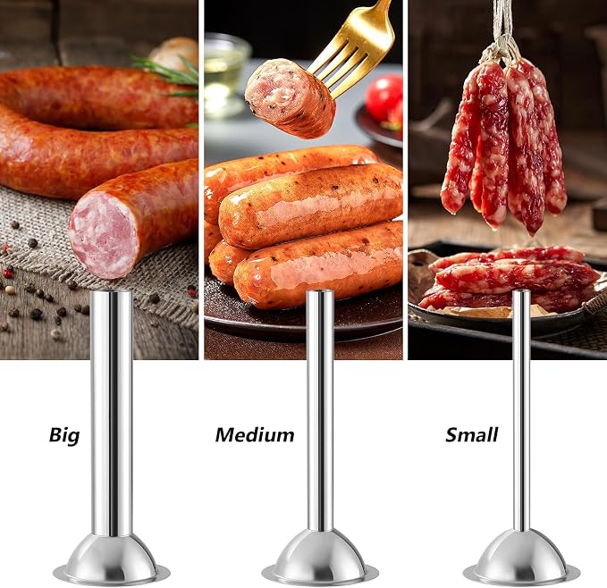 3 Pieces #22 Sausage Stuffer Grinder Tubes | Stainless Steel, Size 22 Meat Grinder Food Maker Kit, for #22 Food Grinder
