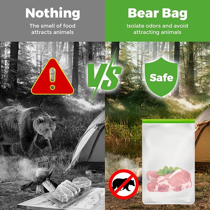Lerine 3 Pack Bear Bags for Food Backpacking, Odor Proof Bags, 12x20 Inch | Reusable Double Track Zip Bags, Keep Food Fresh, Food-Grade, BPA-Free, for Camping, Hiking, Travel & Home Organization