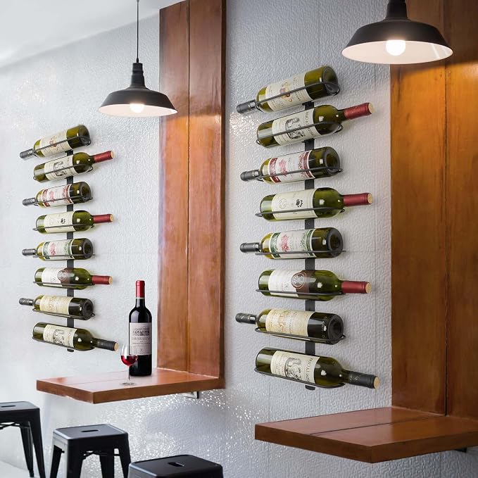 Wine Rack Wall Mounted: 16 Bottles Wine Holder Hanging - Bar Liquor Storage | Wine Organizer of Cabinet Kitchen - Designed for SpaceSaver