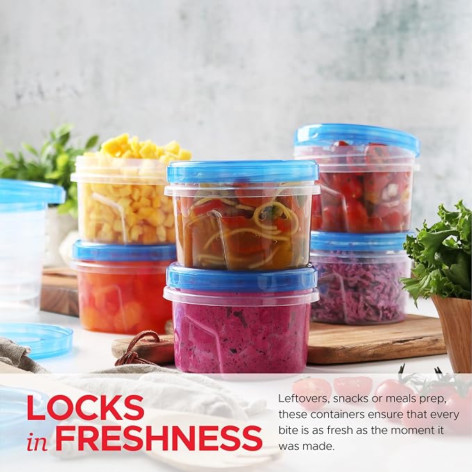 Tafura Freezer Containers, 10 Pack, 16 Oz, Leakproof BPA-Free Lids | Twist-top screw-on closures help prevent spills during storage, travel, and meal prep.