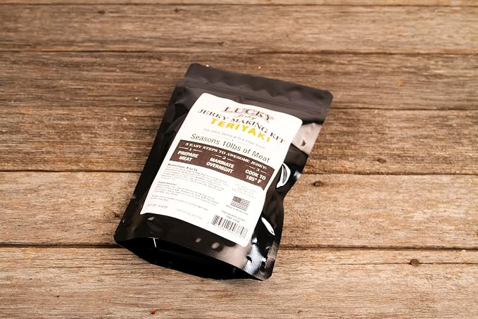 Lucky Jerky Teriyaki DIY Beef Jerky Seasoning and Cure Kit, 6 Oz | Make Your Own Teriyaki Beef Jerky at Home, Traditional Not Overly Sweet Flavor, Seasons 10 lbs of Meat