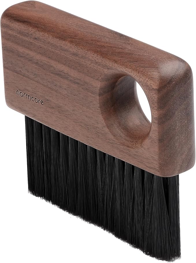 Normcore Barista Bench Brush, American Walnut Coffee Brush | Natural walnut wood handle, for espresso bar/countertop, sweeps coffee grounds, compact daily cleanup tool