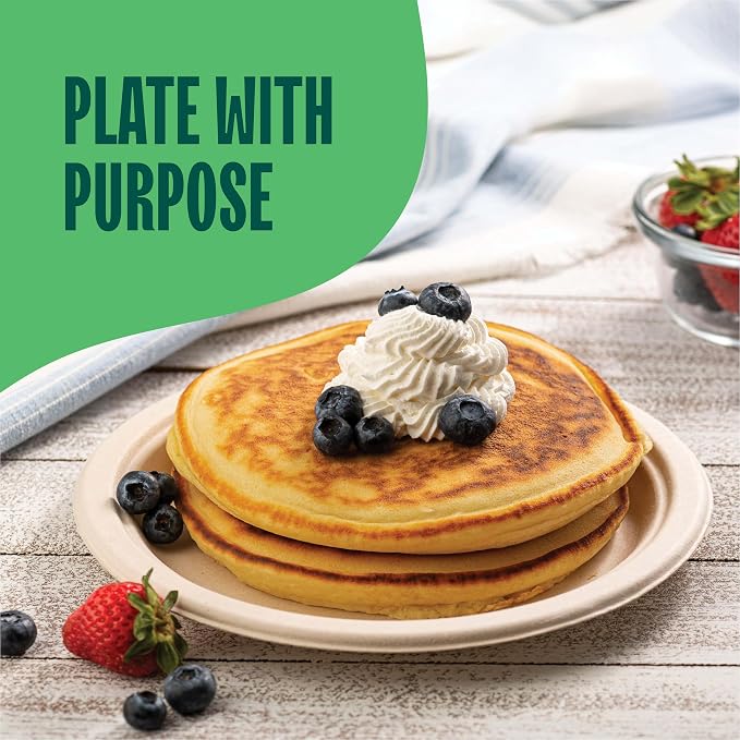 100% Compostable Paper Plates, Heavy Duty Disposable Plates [125-Pack] 9 Inch Plates - Eco-Friendly, Biodegradable Sugarcane Bagasse, Natural Unbleached Brown 9" Dinner Paper Plate Disposable | Eco-Friendly Biodegradable Sugarcane Bagasse Dinner Plates...
