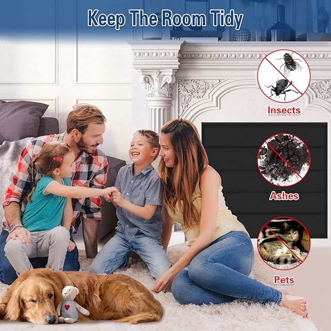 Fireplace Cover, Magnetic Fireplace Blocker Blanket Stops Heat Loss, Indoor Fireplace Draft Stopper Save Energy, Magnetic Fireplace Draft Cover for Iron Fireplace Frame (39"x36")