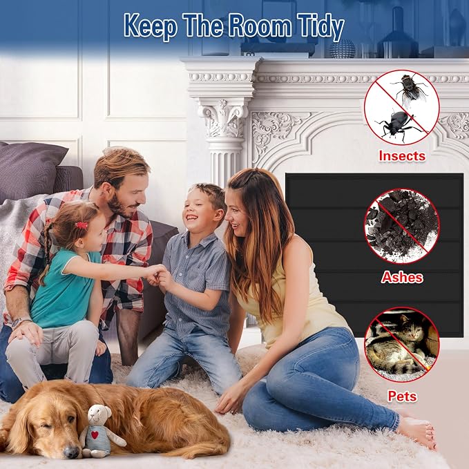 Fireplace Cover, Magnetic Fireplace Blocker Blanket Stops Heat Loss, Indoor Fireplace Draft Stopper Save Energy, Magnetic Fireplace Draft Cover for Iron Fireplace Frame (36"x27")