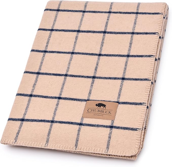 Chubbuck 100% Wool Blanket Camping (60" x 84") - Large Warm Blankets for Camping, Emergency, Outdoor Concerts and Home Use - Fire Retardant Blanket, Soft and Warm Blankets for Winter (Scotch)