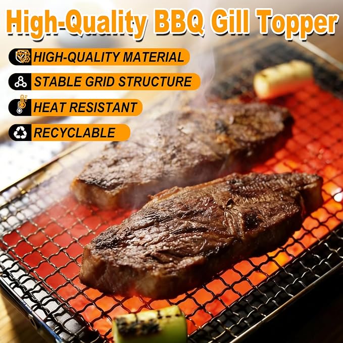 Grill Topper,5 PCS BBQ Grill Mesh Mat,14×10 Inch Mesh Baking Tray,Baking Rack Replacement Pad for Outdoor Barbecue, Camping & Picnics