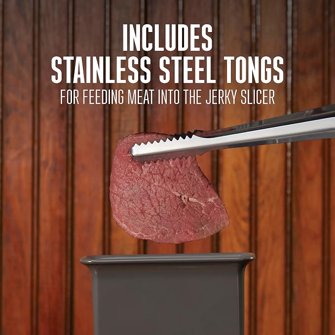 Weston Manual Support Beef Jerky Slicer, Quick and Easy Operation For Cuts Up To 5” Wide x 1.25” Thick, Durable Aluminum Construction, Stainless Steel Blades, Charcoal Gray (07-3801-W-A)
