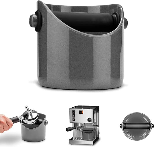 Dreamfarm Grindenstèin Sturdy, Compact, Modern Space-Saving Espresso Coffee Grind Knock Box - Silver