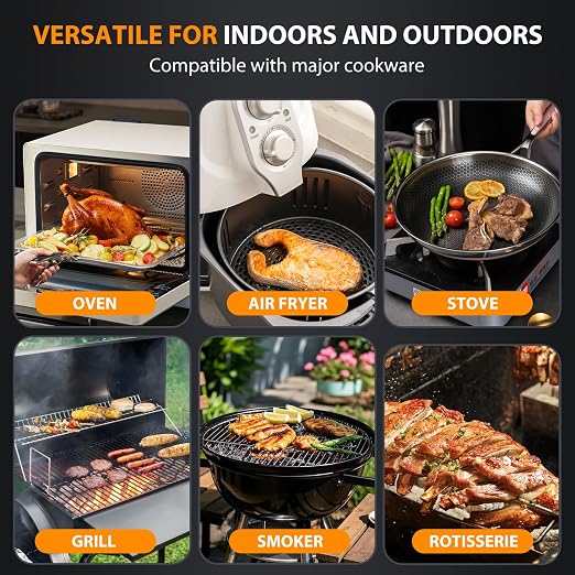 Wireless Meat Thermometer Digital, 4 Probes Bluetooth Thermometer | Smart App & Standalone Display Base, NIST ±0.5°F, Instant Read LCD, BBQ Smoker Grill Oven, Brisket Steak Turkey Pork