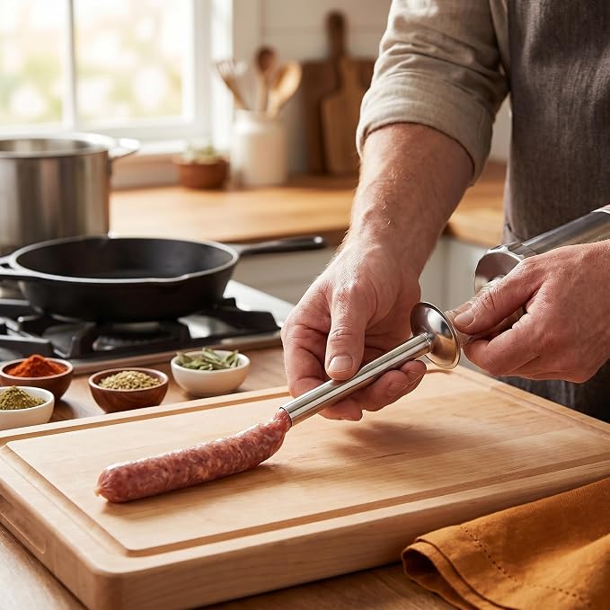 10mm Stainless Steel Sausage Stuffing Tube No.8 for Meat Grinder | 10mm stainless steel sausage stuffing tube No.8, 7.09" long. Fits manual and electric meat grinders, snack sticks use.