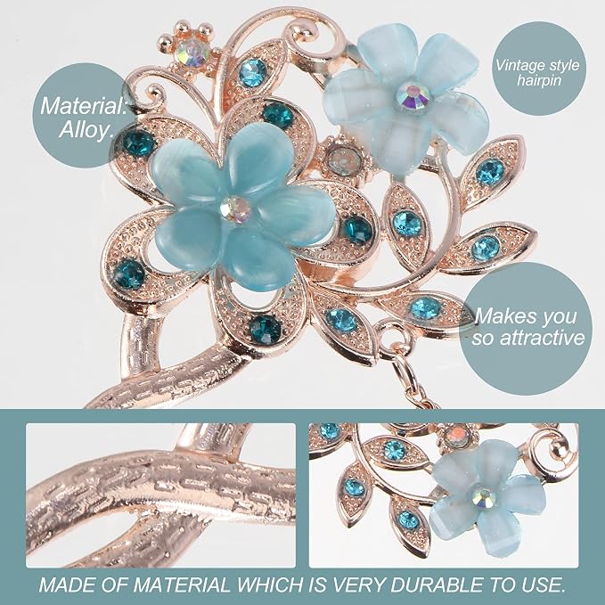 Japanese Chinese Hair Stick Metal Hair Clips for Wedding Hair Styling Flower Hair Chopsticks Vintage Hanfu Pins Hair Chopsticks Bun Updo Holders for Women Girls